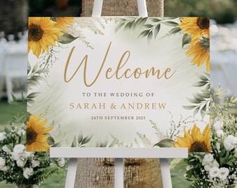 Sunflower Wedding Welcome Sign, A1, A2 Personalised Wedding Signs, Wedding Decor, Wedding Gift, Welcome Wedding Board