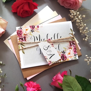 Hochzeitseinladungs-Set - Concertina Trifold Hochzeit lädt mit Tags, rustikaler Schnur und Umschlägen ein