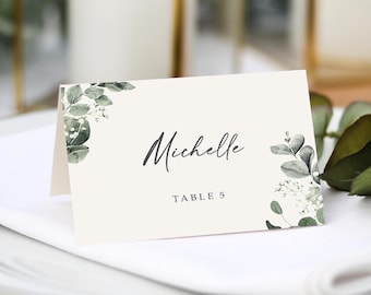 Baby's Breath Wedding Place Cards |  Guest Name Printing Included + Menu Choices | Wedding Place Settings | Name Place Cards