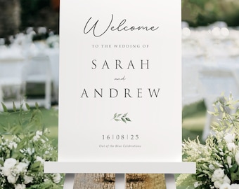 Greenery Wedding Welcome Sign, A1, A2 Personalised Wedding Signs, Wedding Decor, Wedding Gift, Welcome Wedding Board, Eucalyptus