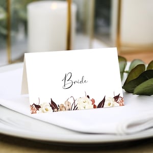 Naamkaartjes bruiloft herfst herfst |  Inclusief bedrukking gastnaam + menukeuzes | Instellingen bruiloft | Lettertype in elke kleur | Naamplaatskaarten