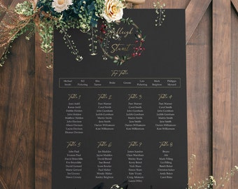 Winter Wedding Seating Chart, Christmas A1, A2 Personalised Wedding Table Plan, Wedding Decor, Table Planner, Seating Chart Sign