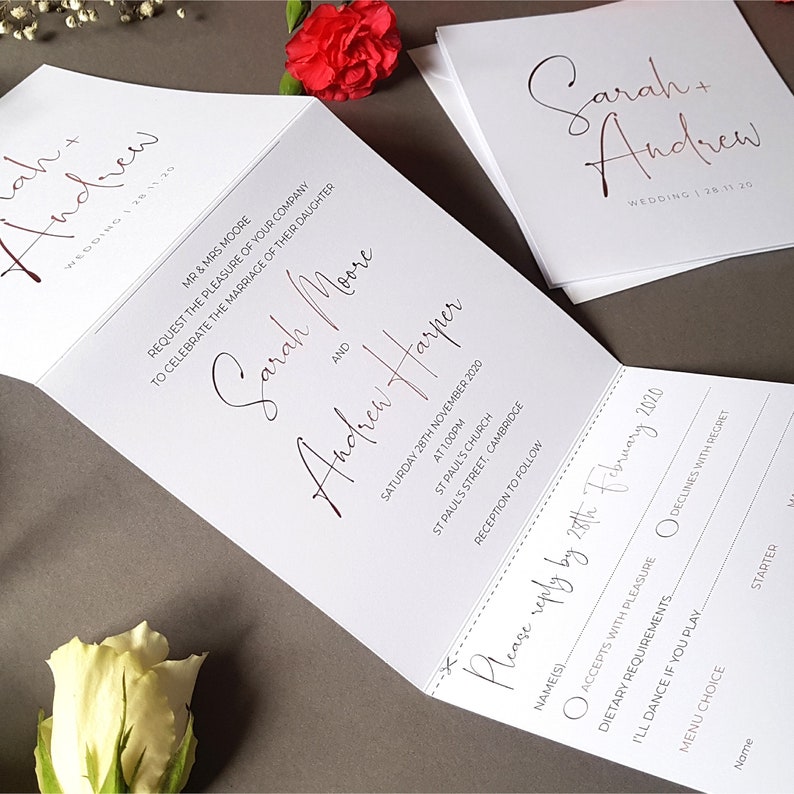 Minimalist Wedding Invitation with Envelope SAMPLE ONLY
