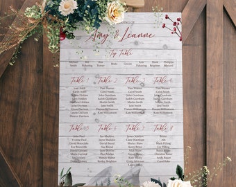 Winter Wedding Seating Chart, A1, A2 Personalised Wedding Table Plan, Wedding Decor, Wedding Gift, Table Planner, Seating Chart Sign