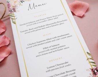 Personalised Wedding Menus - DL Size Menus - Personalised Wedding Menus for the venue - Wedding Table Decorations - Wedding Decor