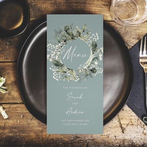 Schleierkraut Schleierkraut Hochzeitsmenüs - DL Größe - Hochzeit Tischdekoration - Hochzeitsdeko - Personalisierte Menüs für den Veranstaltungsort