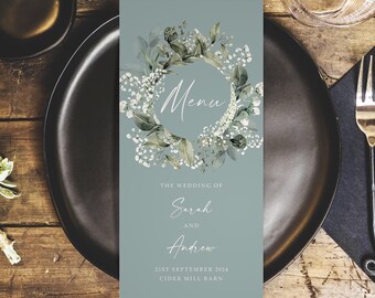 Baby's Breath Gypsophila Greenery Wedding Menus - DL Size - Wedding Table Decorations - Wedding Decor - Personalised Menus for the venue