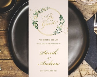 Be our Guest Personalised Wedding Menus - DL Size Menus - Personalised Wedding Menus for the venue - Wedding Table Decorations