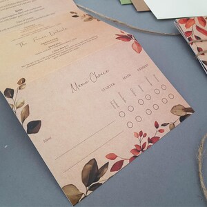 Rustic Autumn Fall Wedding Invitation Set , Eucalyptus Concertina Trifold Luxury Wedding Invites With Personalised Tag, Twine & Envelopes image 8