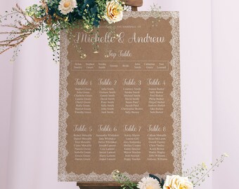 Vintage Lace Wedding Seating Chart, A1, A2 Personalised Wedding Table Plan, Wedding Decor, Wedding Gift, Table Planner, Seating Chart Sign