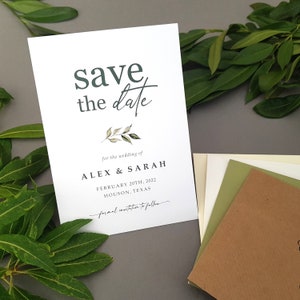 Biglietti Save the Date Greenery o Save the Evening o Weekend con buste - Save the Dates Annuncio di matrimonio