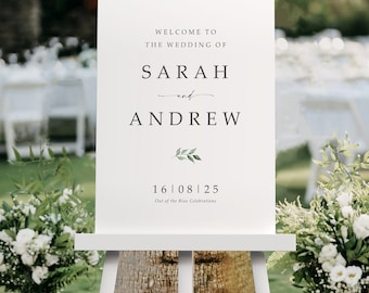 Greenery Wedding Welcome Sign, A1, A2 Personalised Wedding Signs, Wedding Decor, Wedding Gift, Welcome Wedding Board, Eucalyptus