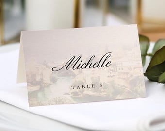 Venue Watercolour Wedding Place Cards |  Guest Name Printing Included + Menu Choices | Wedding Place Settings | Name Place Cards