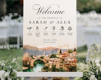 Venue Watercolour Order of the Day Wedding Welcome Sign in Any Colour, A1, A2 Personalised Wedding Signs, Welcome Wedding Board YOUR IMAGE