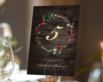 Winter Christmas Table numbers or Table Names | Any Colour Font | A5 double sided cards | Weddings | Dinner or Gala Event