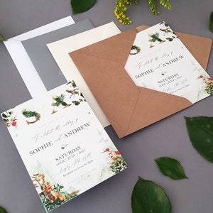 Biglietti Save the Date Woodland con buste - o biglietti per cambio data - qualsiasi colore o messaggio - biglietto Save the Date per matrimonio