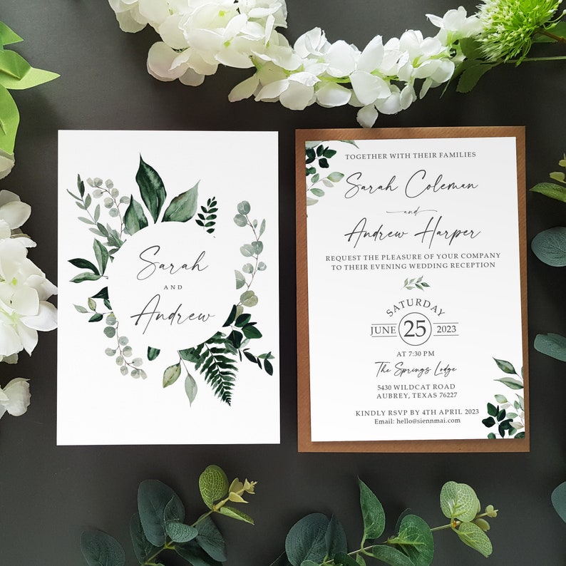 Greenery Wedding Invitation Set Concertina Trifold Luxury Wedding Invite Sage Green Eucalyptus With Tags, Rustic Twine & Envelopes image 10