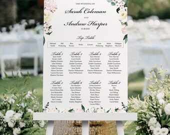 Wildflower Wedding Seating Chart, A1, A2 Personalised Wedding Table Plan, Wedding Decor, Wedding Gift, Table Planner, Seating Chart Sign