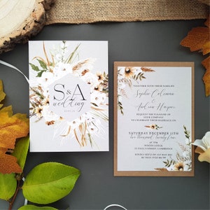 Boho Wedding Invitation Set or Evening Invitation, Reception Invites Including Envelopes, A6 Flat Card Wedding Invites