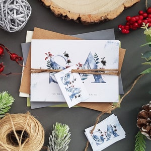 Winter Christmas Wedding Invitation Set  - Concertina Trifold Wedding Invites With Tags, Rustic Twine & Envelopes