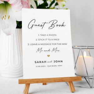 Plaque de mariage - livre d'or Prenez une photo au format A3, A4 ou A5 imprimé sur une carte et personnalisé