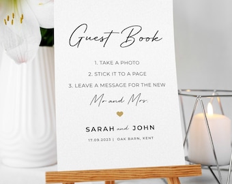 Wedding Sign - Guest Book Take A Photo on A3, A4 or A5 Printed on Card and Personalised