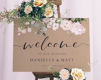Wedding Welcome Sign, A1, A2 Personalised Wedding Signs, Wedding Decor, Wedding Gift, Welcome Wedding Board, Rustic Blush Pink Wedding Sign