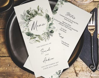 Baby's Breath Wedding Menus - DL Size - Gypsophila Greenery Wedding Table Decorations - Wedding Decor - Personalised Menus for the venue