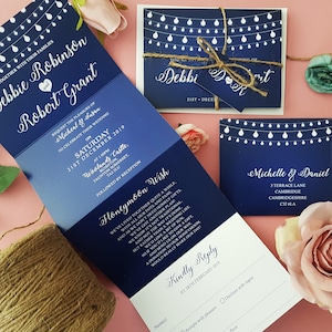 Celestial Wedding Invitation Set  - Concertina Luxury Wedding Invites - Luxury Wedding Invites or Evening Reception Invitation - Any Colour