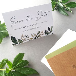 Greenery Save the Date-kaarten of bewaar de avond of het weekend met enveloppen - Save the Dates-huwelijksaankondiging
