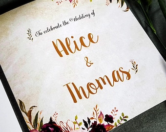 Rustic Wedding Invitation  - Trifold Luxury Wedding Invites - Floral Luxury Wedding Invites or Evening Reception Invitation With Envelopes