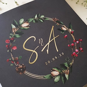 Winter Wedding Invitation Set with Choice of Envelopes Trifold Luxury Wedding Invites Christmas Wedding with Holly and Berries 画像 6