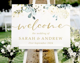 Blue Gold Wedding Welcome Sign, A1, A2 Personalised Wedding Signs, Wedding Decor, Wedding Gift, Welcome Wedding Board, Wedding Sign
