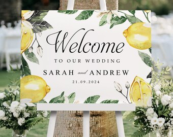 Lemon Wedding Welcome Sign, A1, A2 Personalised Wedding Signs, Wedding Decor, Wedding Gift, Welcome Wedding Board