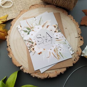 Boho Floral Wedding Invitation Set, A6 Card with Envelopes image 3