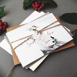 Winter Wedding Invitation Set  - Personalised Luxury Wedding Invites With Envelopes - Christmas Luxury Wedding Invites