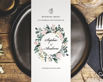 Wildflower Wedding Menus - DL Size Menus - Personalised Wedding Menus for the venue - Wedding Table Decorations