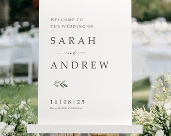 Greenery Wedding Welcome Sign, A1, A2 Personalised Wedding Signs, Wedding Decor, Wedding Gift, Welcome Wedding Board, Eucalyptus