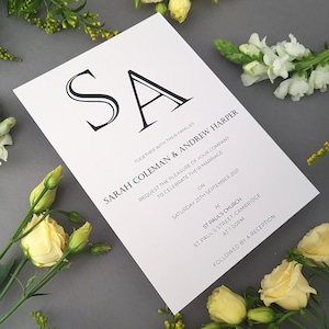 Ensemble de faire-part de mariage monogramme - Ensemble de faire-part de mariage A5 avec enveloppes - Cartes RSVP - - Faire-part de mariage de luxe ou soirée