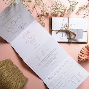 Hochzeitseinladungs-Set mit minimalistischem 'Hochzeits-Einladungsset' - Concertina dreifach gefaltete Luxus-Hochzeit lädt mit Umschlägen ein 'Kalligraphie'