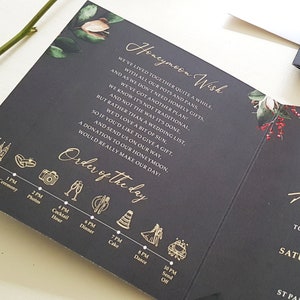 Winter Wedding Invitation Set with Choice of Envelopes Trifold Luxury Wedding Invites Christmas Wedding with Holly and Berries 画像 7