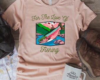 Camiseta gráfica de pesca al aire libre para mujer, camisa de pesca, ropa de amor por la pesca, regalo de pescador, camiseta de pesca de manga corta