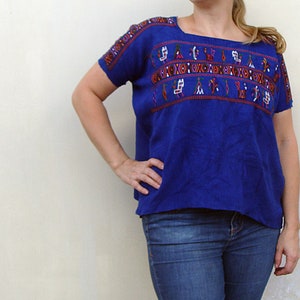 Electro Blue Vintage Boho Fashion Clothing | Ethnic Top from Nebaj | Handmade Tribal Top Huipil #10