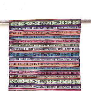 Handcrafted Colorful Striped Vintage Gutemalan Fabric | Ethnic Textile for throw, table runner or other DIY projects #281