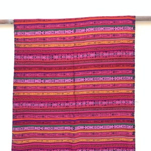 Vintage striped hand-woven textile from Guatemala | Fuchsia pink fabric 4.5 yards for bed cover, floor runner, summer upholstery #247