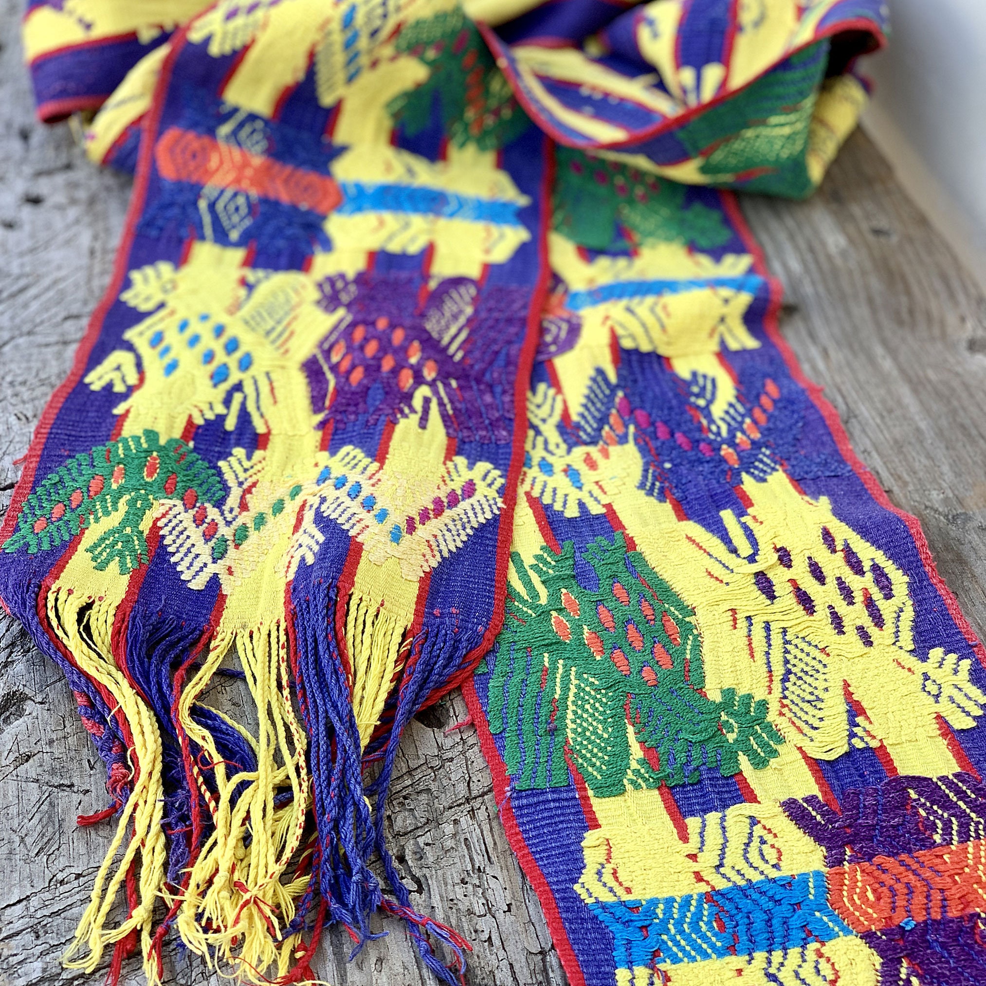 Yellow and Purple Vintage Guatemalan Belt | Handwoven Faja  display picture 2