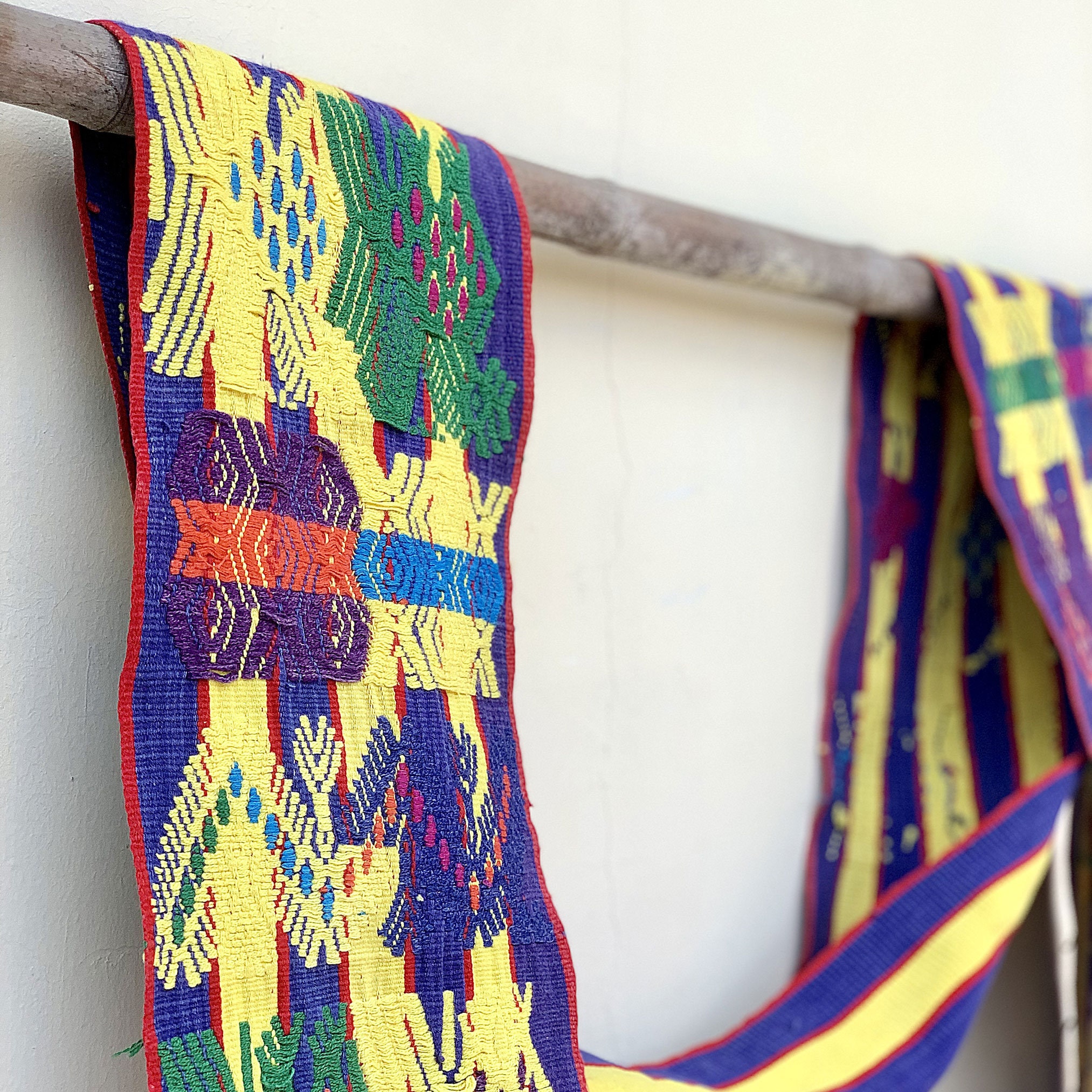 Yellow and Purple Vintage Guatemalan Belt | Handwoven Faja  display picture 1