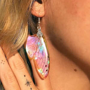 Real Fairy Earrings, Iridescent Nature Inspired Jewelry, Butterfly Wing Accessories