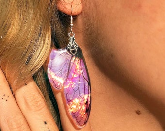 Iridescent Cicada Wing Earrings - Nature-Inspired Jewelry