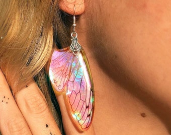 Real Fairy Earrings, Iridescent Nature Inspired Jewelry, Butterfly Wing Accessories